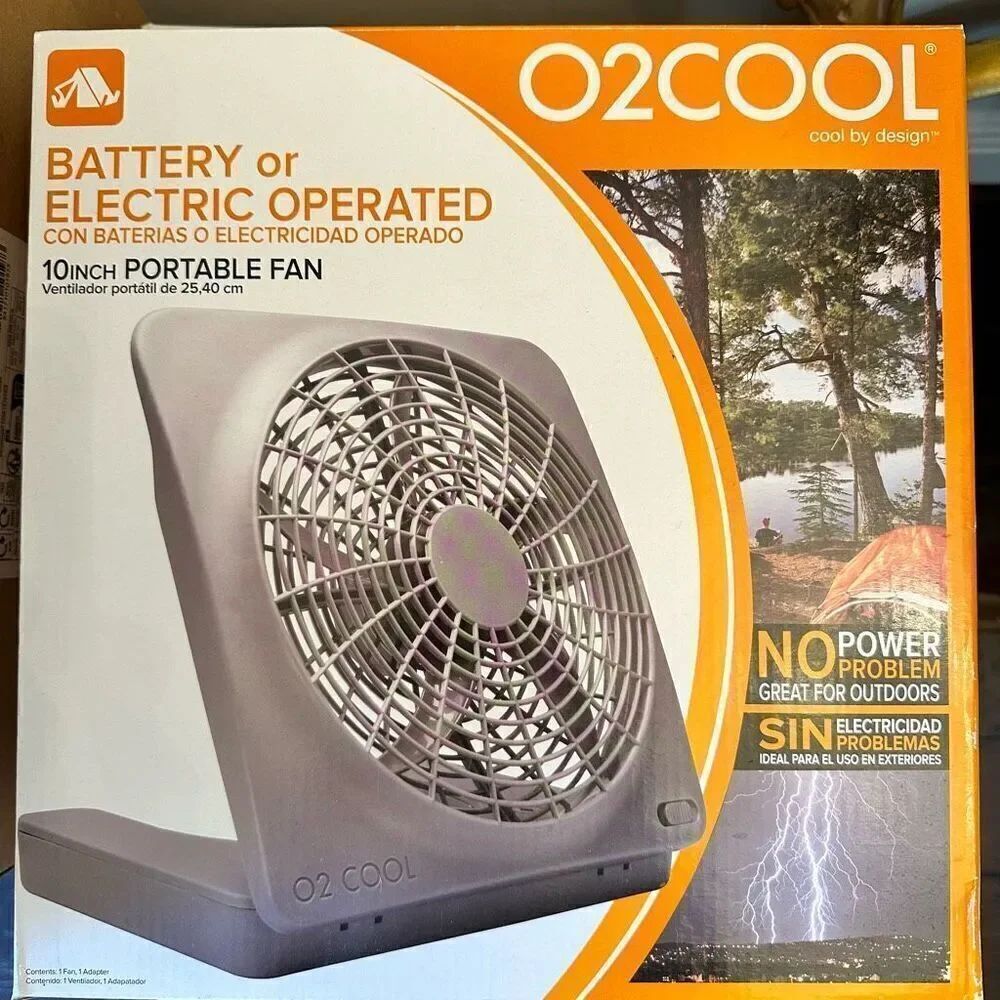 Cool By Design O2Cool  Battery-Operated Portable Fin Fan Gray 10"
